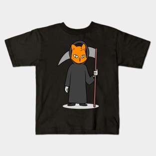 Cat Grim Reaper Halloween Shirt Kids T-Shirt